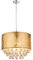 Hängelampe Schlafzimmer Stoff Gold Hängeleuchte Kristall Textil Lampenschirm (Wohnzimmerlampe, Pendellampe, 40 cm, Höhe 140 cm)