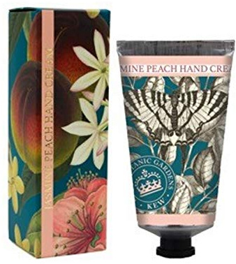 The English Soap Company Kew Gardens Jasmine Peach Hand Cream - Luxury Moisturising Hand Cream with Aloe Vera, Shea Butter and Beeswax - Fruity Floral Scent, Cruelty-Free, Made in England - 75ml