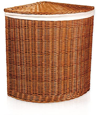 Lycce Wäschekorb mit Deckel 125 l Eckwäschekorb Weide natur Gr. 2