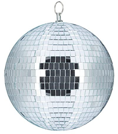 Relaxdays Discokugel, zum Aufhängen, für Decke, große Spiegelkugel, Party Deko, Mottoparty, Diskokugel Ø 20 cm, Silber