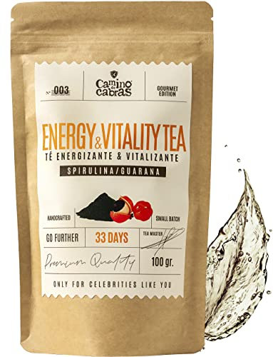 Te Energetico & Vigorizante - Aumenta la Energia, Concentracion y Memoria - Té Verde, Matcha, Yerba Mate, Te Blanco, Te Negro, Espirulina, Guarana, Natural Energy Drink - Infusión Antioxidante, 100g