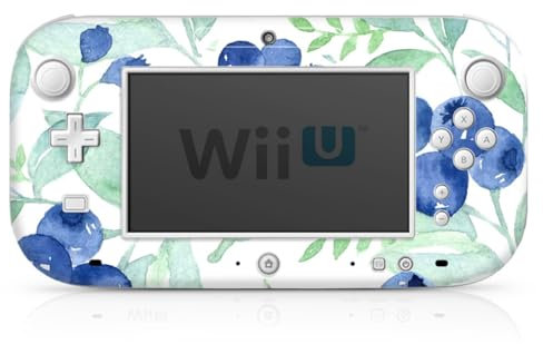 DeinDesign Skin kompatibel mit Nintendo Wii U Gamepad Folie Sticker Blau Blaubeeren Blumen