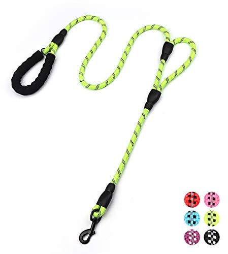 Strong Rope Dog lead 6ft Long with Two Padded Handles,Heavy Duty,Reflective Double Handle Training Dog Lead for Large Dogs or Medium Dogs,Dual Handles Leash(Green)