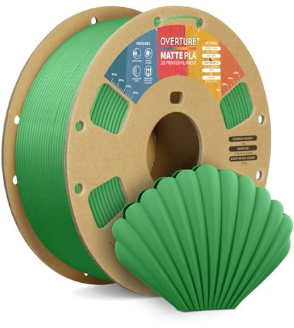 OVERTURE Matte PLA 3D Printer Filament 1.75mm, 1kg Green | Frosted Matt Finish Hides Layer Lines, Accuracy +/- 0.02mm, Fit Most FDM Printer (Green)