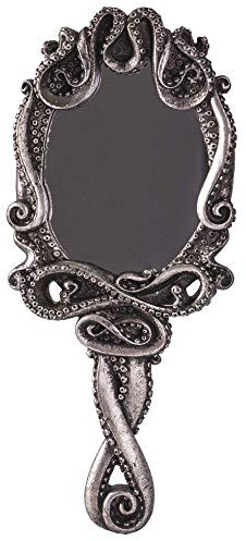 Pacific Trading Gothic Kraken Handspiegel Home Accent Decor, kleine dekorative antike Meerestiere inspiriert, Silberton Spiegel mit Griff, 14050