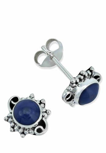 Ohrstecker 925 Silber Damen | echtes Silber, verschiedene echte Steine zur Auswahl, handarbeit aus Indien, im Geschenkbeutel