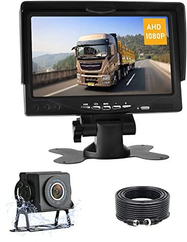 AHD 1080P Reversing Camera Kit for Vans, 7'' Reverse Camera Monitor with LED Light Sensor, Waterproof Backup Rear View Camera, Super Night Vision for Trucks, Cars and Larger Vehicles