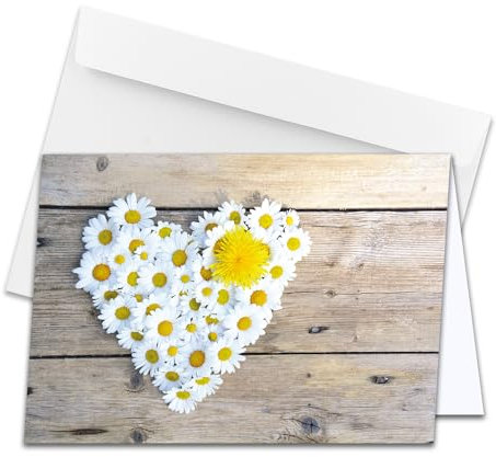 NEUSER PAPIER XXL Glückwunschkarte für jeden Anlass, DIN A4 - große Grußkarten - 3 Stück - Grußkarten Set mit großem Umschlag DIN C4 - Blumen Herz