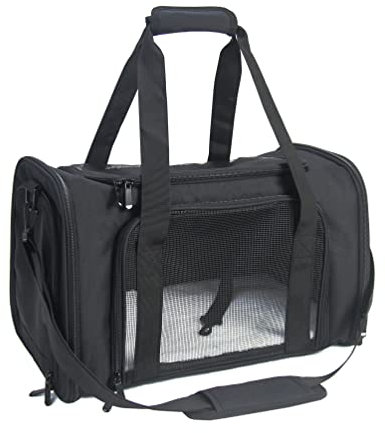 NextFri Transporttasche für kleine und mittelgroße Hunde, von Fluggesellschaften zugelassen, zusammenklappbar, Größe M, Schwarz
