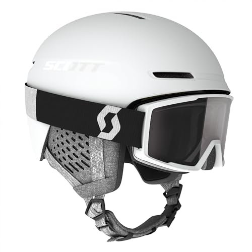 Scott Combo Skihelm Helm Track + Skibrille Goggle Factor White M