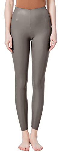 JOPHY & CO. Pantacollant Leggings Donna Nero Bielastico Ecopelle con Cuciture Termosaldate (cod. 9806) (Grigio, L)