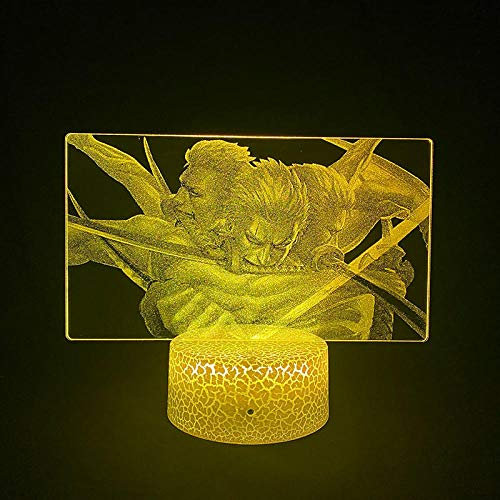 3D Illusion Lampe Anime One Piece Remote Touch Nachtlicht Atmosphäre Tischlampe Kinderzimmer Dekor Weihnachten oder Geburtstagsgeschenk-16 Farben mit Fernbedienung