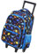VASCHY Rollrucksack Kinder, Wasserabweisender Strapazierfähiger Trolley Kindergarten Rollrucksack Schulrucksack für Jungen Handgepäck Büchertasche mit Rollen Schwarz Dinosaurier