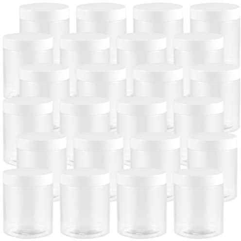 JEUIHAU 24 Pack 250ml/8oz Clear Plastic Jars with Lids, BPA-Free Empty Slime Storage Jars, Wide Mouth Plastic Container for Slime, Spices, Crafts