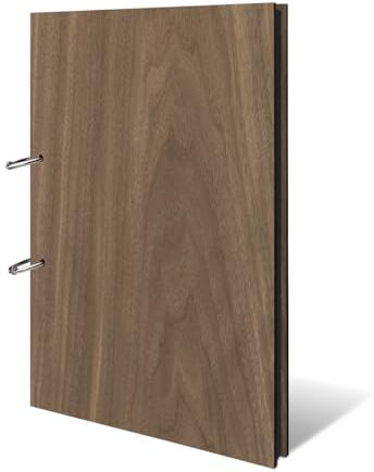 Fotoalbum ohne Gravur Nussbaum Amerikanisch Ringbuch mit Holzcover 25 Blatt | 50 Seiten Fotokarton Schwarz DIN A4 hoch - Blanko