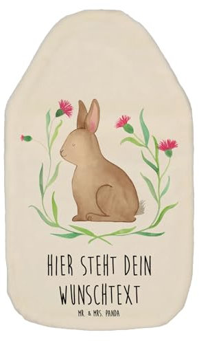 Mr. & Mrs. Panda Personalisierte Wärmflasche Hase Sitzen - Ostergeschenke, Osterdeko, Personalisierte Geschenke, Personalisierter Wärmflaschenbezug,