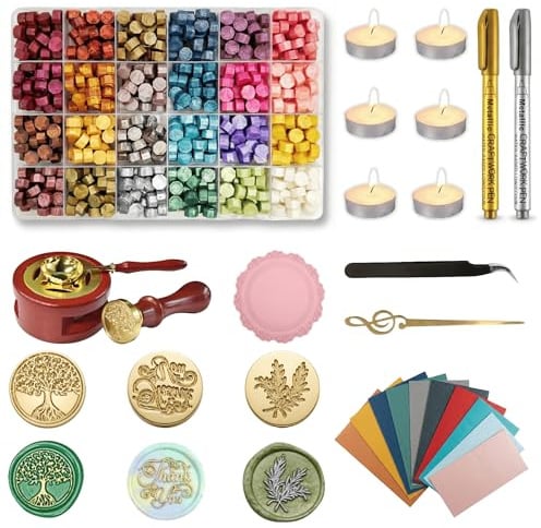 Wachssiegel Stempel Kit,600 Stück Siegelwachs Perlen Wachsschmelz Siegelwachsperlen Set für Wachs Siegel Stempel Umschlägen Briefe Hochzeitseinladungen Karten 600 Stück Siegellack Perlen (B)