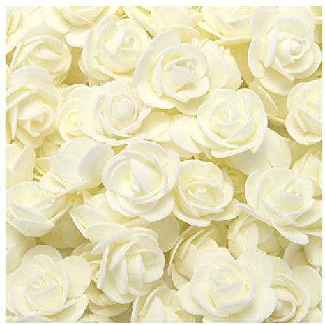 Yurosiay 500 Stück Künstliche Blumen Rosen Mini Schaumrosen Künstliche Rosenköpfe Mini Rose Deko Ohne Stiel Gefälschte Rosen Schaumrosen für DIY Rosen Bär Handwerk Brautstrauß Beige