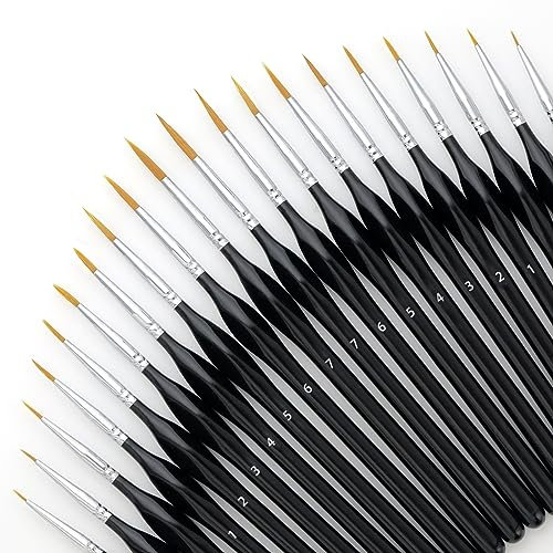 CUWELT 20 Stück Feine Detail Pinsel Set, Pinselset Malen für Acrylfarben, Malpinsel für Künstler, Modellbau Pinsel, Künstlerpinsel Malen, Zeichenpinsel für Miniatur Modelle Nagelkunst