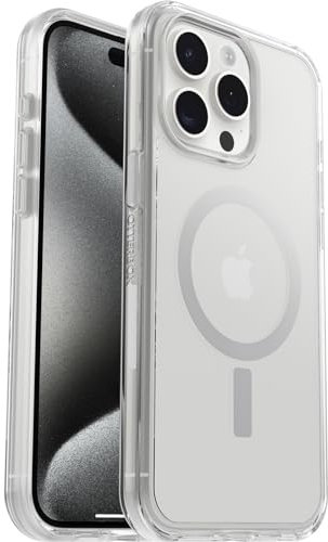 OtterBox Symmetry Clear for MagSafe Case for iPhone 15 Pro Max, Shockproof, Drop proof, Protective Thin Case, 3x Tested to Military Standard, Clear, No Retail Packaging