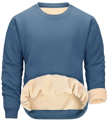 PASUDA Felpa Uomo Senza Cappuccio Felpe in Pile Uomo Classic Girocollo Caldo Sweatshirt in Manica Lunga Tinta Unita Casual Sportivo Pullover Top Sweater Invernale (Blu, M)
