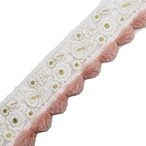 GIVBRO Pom Pom Trim Ball Fransen Trim Geflochtene Borte Besticktes Band für Vorhang Lampe Schatten Tisch Hochzeit Dekoriert 1 Meter Rosa B
