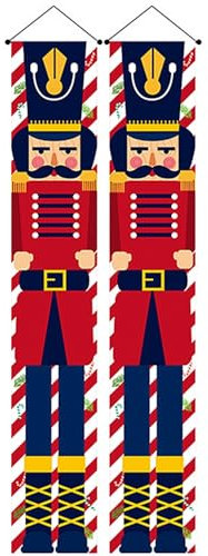 TRIXES Nutcracker Soldier Christmas Banner Decoration – Pack of 2 – Indoor & Outdoor Decorations – Near Life Sized Nutcracker Christmas Decoration for your Home
