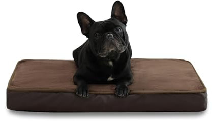 Jaspuriea Medium Dog Bed Washable with Waterproof Removable Cover, Orthopedic Dog Beds with Anti-Slip Bottom, Deluxe Flannel Comfy Dog Crate Mattress, Brown, 75x50x9cm