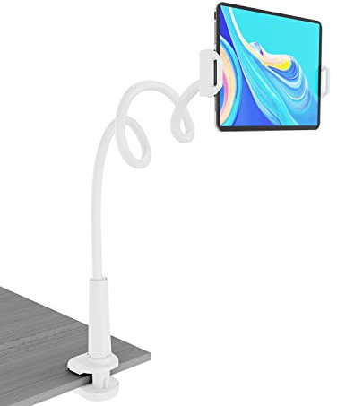 Tablet-Ständer, Handyhalterung, Tablethalter, Smartphone Halterung mit Griff, flexibler langer Arm, Schwanenhals, kompatibel mit iPad, iPhone/Nintendo Switch/Samsung Galaxy Tabs/Amazon Kindle Fire HD