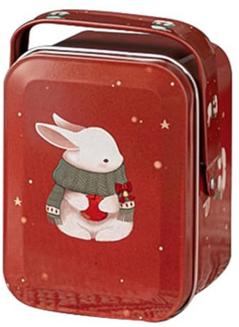 PRETYZOOM Easter Tin Box with Handle Easter Biscuits Cookie Tin Bunny Pattern present Box with Lid Tinplate Candy Boxes Easter Party Treat present for Easter Holiday Party Supplies