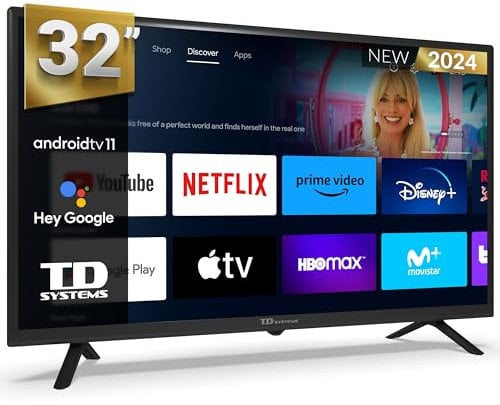 TD Systems - Smart TV 32 Pulgadas, Hey Google, Television TDT HD, Android 11, Modelo 2024, Televisor con 3 años de garantía - PRIME32C19GLE