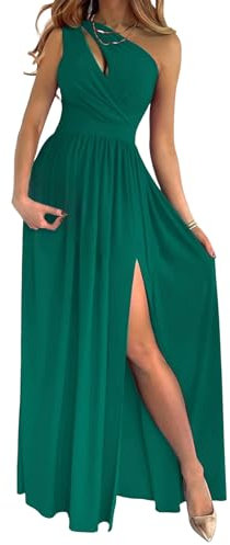 ihreesy Abito da Donna Elegante Vestito da Sole Spalle Scoperte Vita Alta Spacco Lungo Versatile