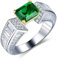 Daesar Eheringe 585 Weißgold mit Edelstein, Damen Ring Smaragd 2ct Trauringe Hochzeit Ringe Nickelfrei Große 51 (16.2)