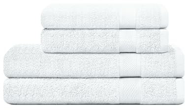 CAMRY Handtuch Set 4-teilig - 2 Badetücher 70x140 cm und 2 Handtücher 50x100 cm aus 100% Baumwolle 500 g/m² - weiche und saugstarke Tücher in Farbe Weiß