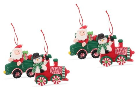 ABOOFAN 4 Stück Weihnachtsbaum-anhänger Baumschmuck Kranz Selber Machen Anhänger Weihnachtsbaum-Cartoon-Ornament Vintage-weihnachtsschmuck Weihnachtstürkranz Weihnachtsdeko Weichen Lehm