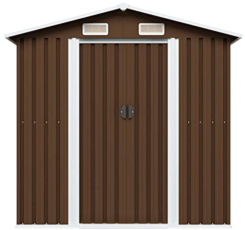 Abri de jardin marron 204 x 132 x 186 cm en acier 47029