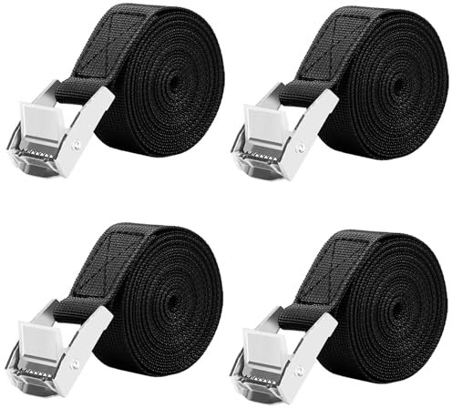 LUZOON Spanngurte 4 Stück-2.5M Spanngurt Zurrgurte mit Ratsche Belastbar bis 250 kg (4 Stück Schwarz–2.5 m x 25 mm)