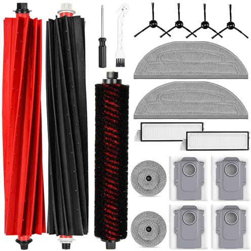 30 Pack Accessories Set for Roborock S8 Max/MaxV Ultra Robot Vacuum, 1 Pair Main Brushes, 2 Self-Cleaning Brush, 6 Side Brushes, 4 Filters, 4 Round Mop Pads, 4 Long Mop Pads, 6 Dust Bags, 2 Tools