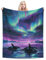 Orca Pod Under Northern Lights Decke, weich und gemütlich für Erwachsene und Kinder, einzigartiges Geburtstagsgeschenk, perfekte Heimdekoration, Decke, ideal für Couch, Bett, Büro, Reisen, alle