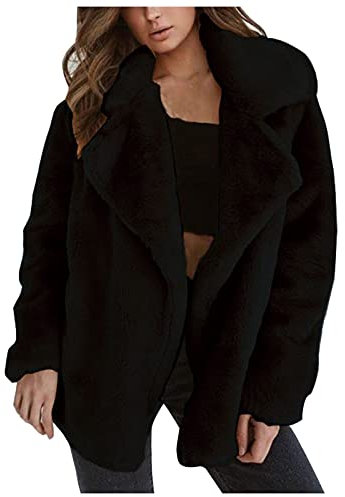 Generisch Reise Must Have, Damen Sale, Übergangsjacke Damen Herbstjacke Damen Und Winter Strickjacke Einfarbig Langarm Doppelseitige Fleecejacke Lockerer Mantel 1803 Bekleidung, Mäntel Damen Sale