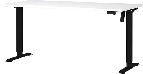 Germania Schreibtisch 8024-614, in Weiß/Schwarz, elektr. höhenverstellbar, 160 x 119 x 80 cm (BxHxT)