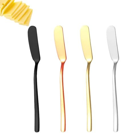 BQRKOTM Ensemble de 4 Couteaux à beurre, Couteau à Fromage, pour étaler le fromage, les craquelins, le beurre, cadeau pour un dîner, acier inoxydable, le lave-vaisselle