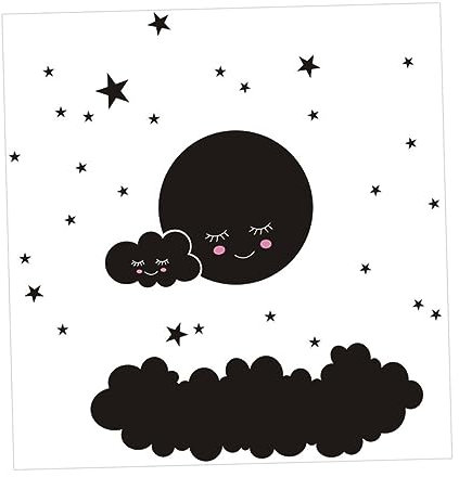Beatifufu Selbstklebende Wandtattoo Kinderzimmer Wolken Mond Sterne aus Pvc Dekorativ und Abnehmbar für Schlafzimmer und Lernraum Wandsticker für Jungen und Mädchen