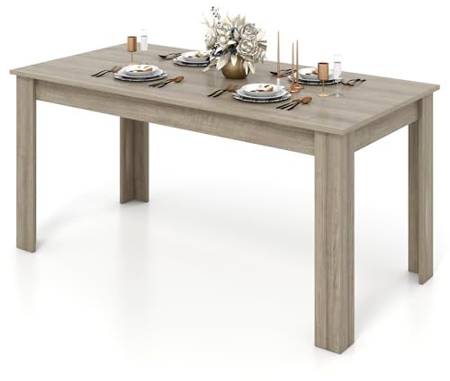 COSTWAY Esstisch Holz, 160 x 80 cm, großer Tisch, rechteckiger Küchentisch, Esszimmertisch für 6-8 Personen, moderner Holztisch für Esszimmer & Küche, Speisetisch Natur