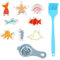 VPOUERY 8 Pièces Style animal marin Moule Oeuf Au Plat Silicone Anneaux d'oeufs Moules à Crêpes Antiadhésif Ronde Moule de Cuisson avec poignée pour Friture pour Omelette Pain de Viande Dessert
