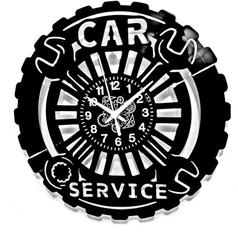 Instant Karma Clocks | Wanduhr Auto Werkstatt Design | Wanddeko mit Reifen und Werkzeug | Geschenkidee für Mechaniker und Autofans