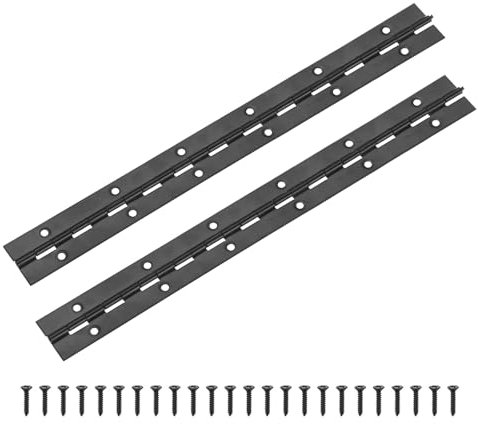 M METERXITY 2-Pack Piano Hinges, 12 Inch / 300mm 304 Stainless Steel Continuous Piano Hinge with Holes and Screws for Cabinets Door/Storage Box [1.2X 0.04/ 30x 1mm Open Width Thick, Black]