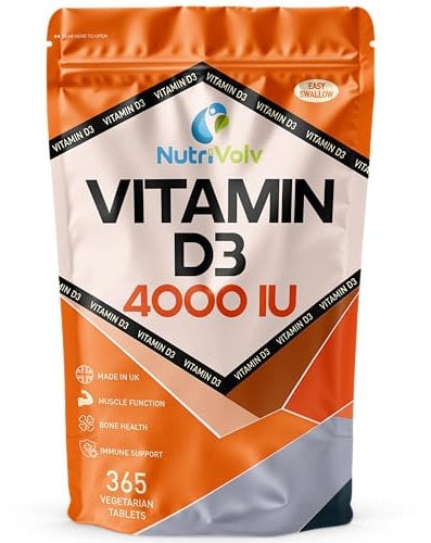 Vitamin D 4000IU | 1 Year Supply | 365 Easy-Swallow Vitamin D3 Tablets | Vegetarian | High Strength | Immune & Bone Support Supplement | General Health & Wellbeing | 100µg