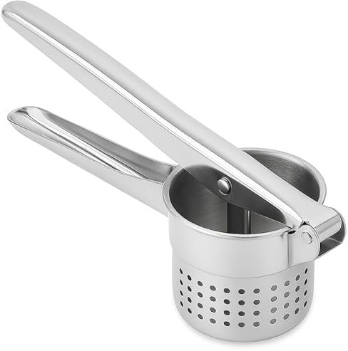HiFEN® Potato Ricer Masher Stainless Steel – Heavy Duty Kitchen Tool for Smooth Fluffy Mashed Potatoes, Baby Food, Vegetables & Fruits Professional Food Press, Non-Slip Handle, Dishwasher Safe