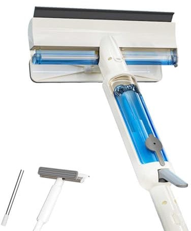 Yolispa Lavavetri con Manico Telescopico(190cm), Pulitore per finestre e fotogrammi, Strumento per la Pulizia delle finestre con Spray e 4 pastiglie per finestre Piastrelle in Vetro